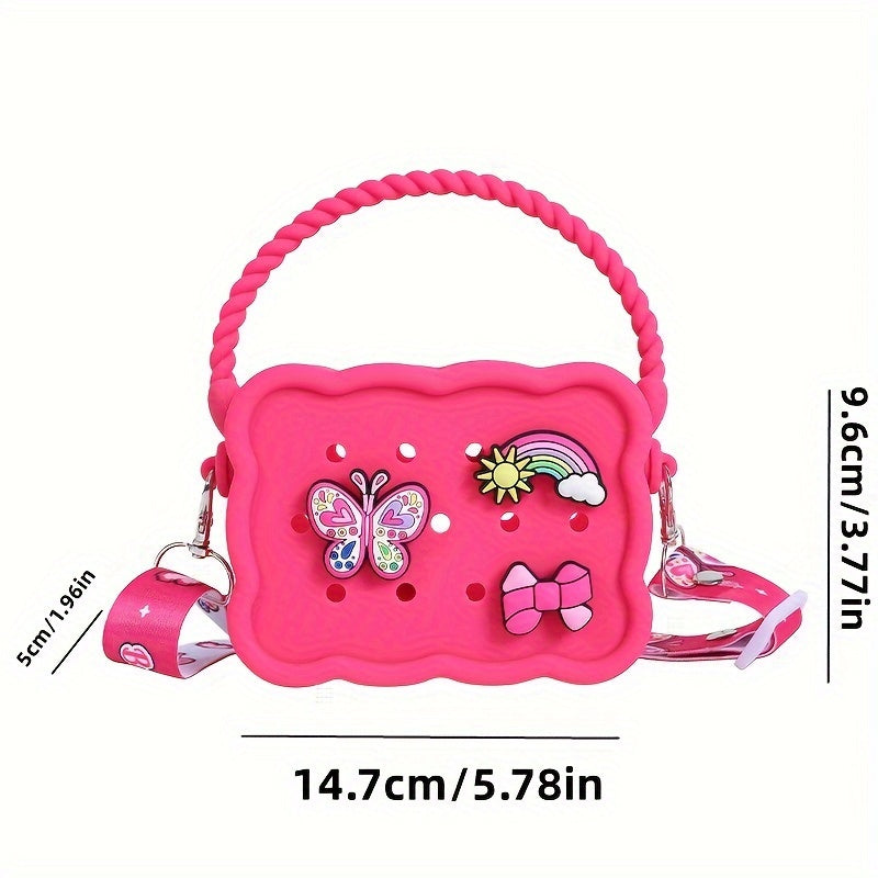 Bow Design Silicone Crossbody Tote for Girls Fashion Crossbody Bag Butterfly Style Cute Shoulder bag for parties The ideal gift for girls Mini Lipstick Cosmetics tote for special occasions and gifts