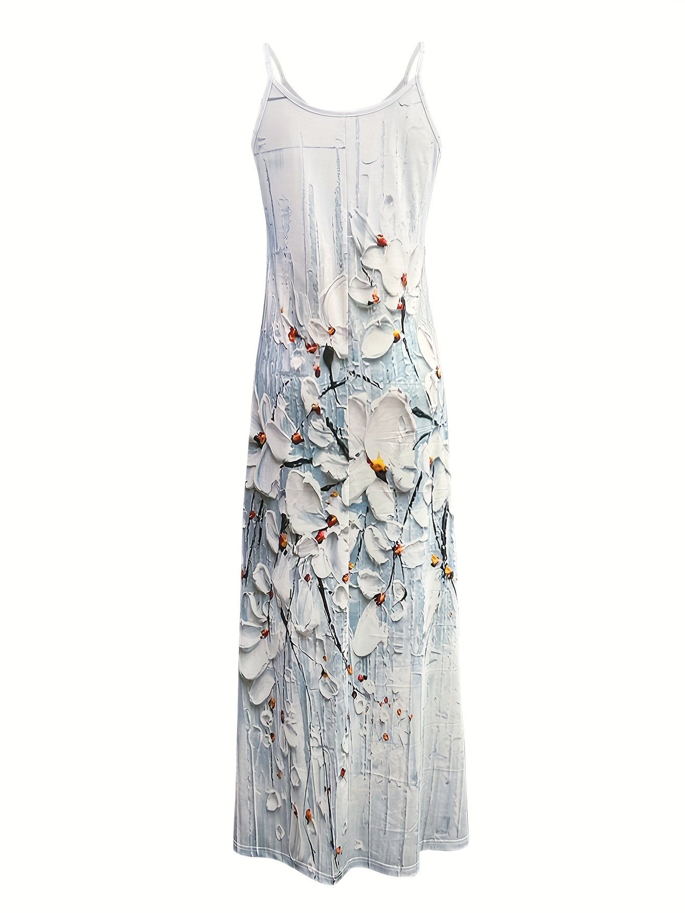 IKEARLAX Boho Chic Sleeveless Maxi Dress - Breezy Floral V-Neck Design with Adjustable Straps for Summer Elegance