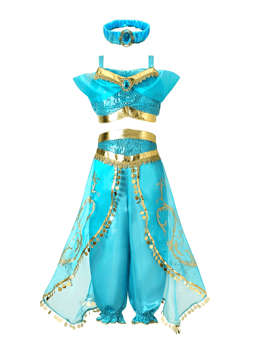 Stylish Latin Princess Dress Set, Girl's Dress Up For Carnival Halloween Birthday Gift Party Performance