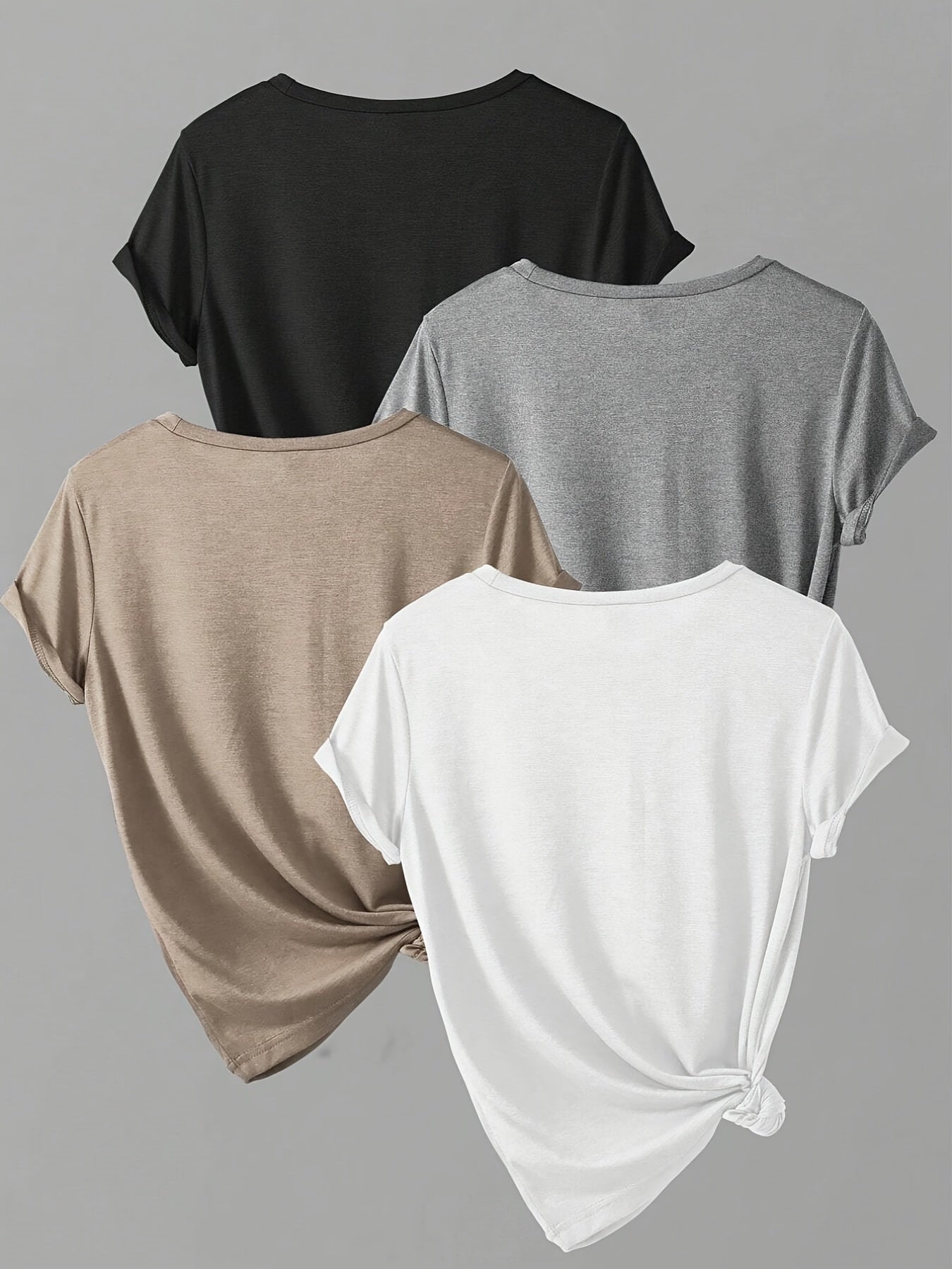 4-Pack Breathable Cotton T-Shirts | Women’s Soft Crew Neck Tees | Versatile Short Sleeves for Spring & Summer | Relaxed Fit for Everyday Comfort & Style