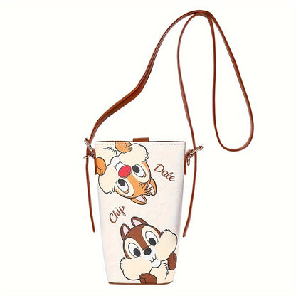 Disney Character Phone Bag - Stylish Portable Crossbody Shoulder Bag with Coin Purse - Officially Licensed Stitch, Winnie The Pooh, Chip&Dale Design for Women and Girls