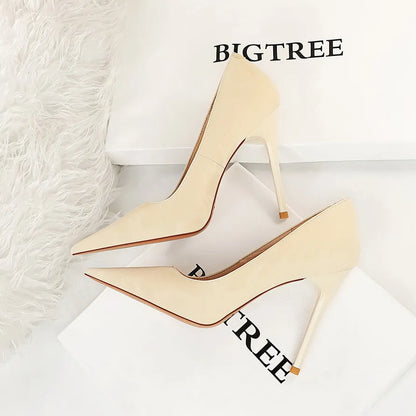 High heels shallow mouth pointed toes thin heels super high heels sexy women's shoes single shoes