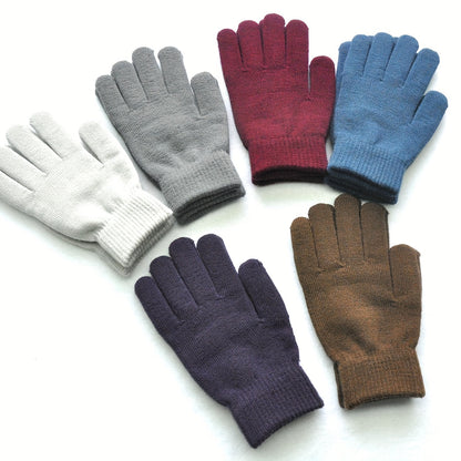 Set of 2 Unisex Thermal Winter Mittens - Soft, Stretchy, and Warm Jacquard Knit Polyester Gloves with Elasticized Cuffs, Hand Washable, Ideal for Cold Weather, Outdoor Activities, and Daily Use