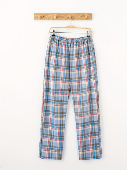 Men's Trendy Plaid Loose Pajama Pants, Stylish All-match Pants, Comfy & Breathable For Autumn And Winter