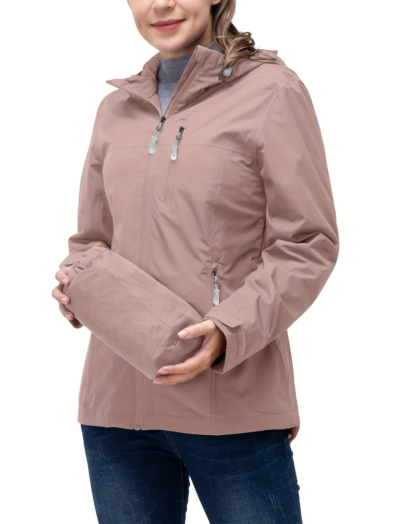 33,000ft Women's Packable & Lightweight Rain Jacket - Waterproof, Ideal for Outdoor Adventures, Adjustable Hood, Windproof with Inner Pocket