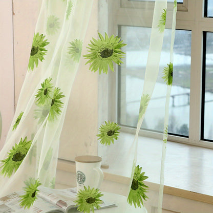 Brighten Up Any Room with This Sunflower Sheer Curtain - Light-Filtering, Rod Pocket Design, Perfect for Living Room, Bedroom, Kitchen - 1pc