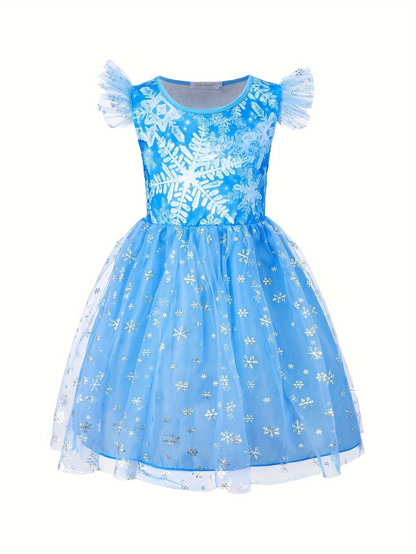 Snowflake Princess Tutu Dress Set - Sparkling Mesh, Glittery, Dreamy, and Flowy Design for Girls - Perfect for Halloween, Carnival, Party, Performance, and Dress-Up, Gift for Little Princesses