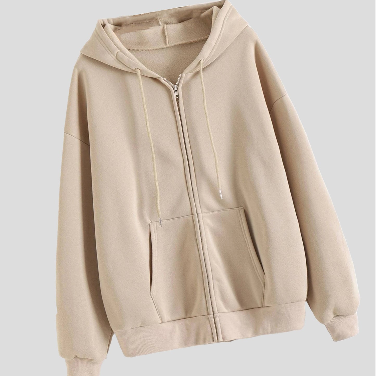 Cozy Long Sleeve Solid Color Hoodie - Soft Micro Elasticity Polyester Fabric, Drawstring Hood, Two Pockets, Machine Washable - Perfect for Spring and Fall Casual Wear