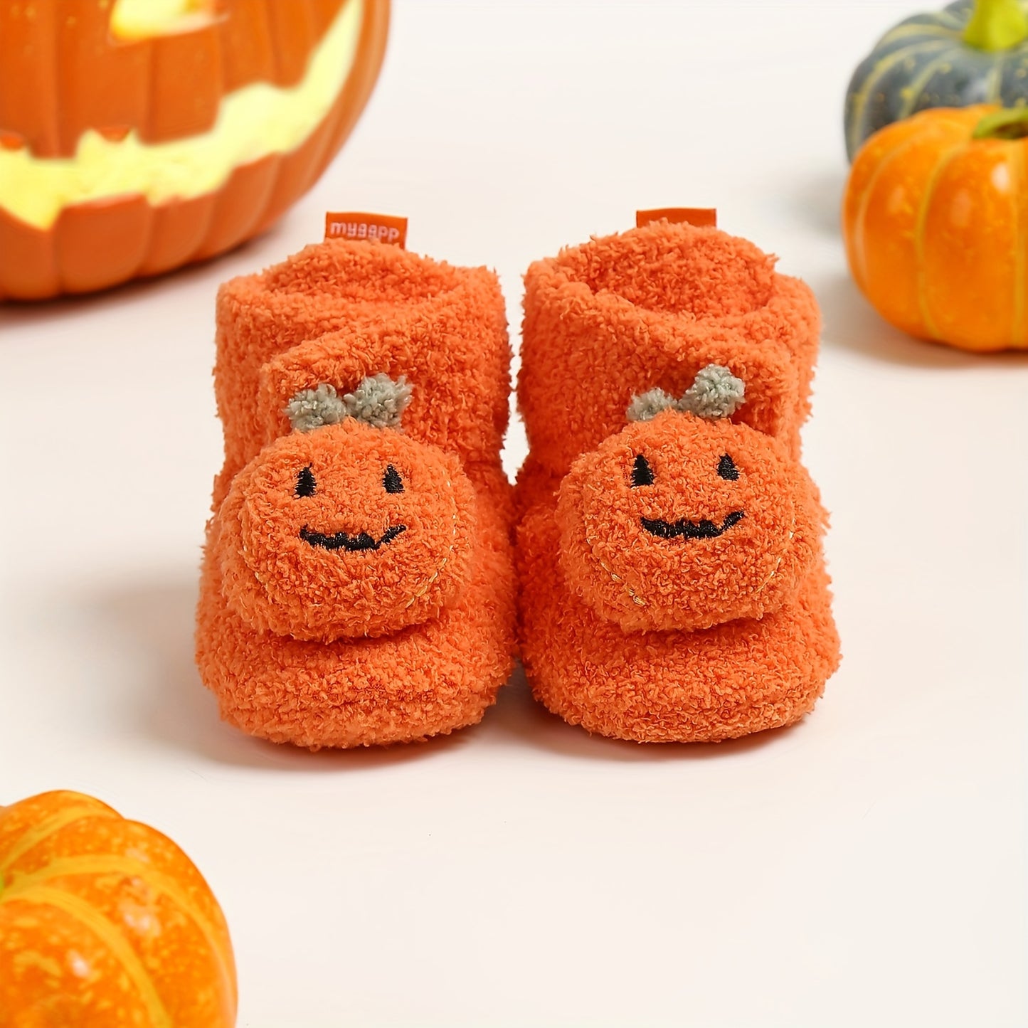 Halloween Pumpkin Baby Boots Soft Bottom Warm Cotton Shoes Cotton Boots Baby Shoes 0-18 Months