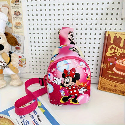 Disney Mickey & Minnie Mini Chest Bag, Cartoon Shoulder Bag, Cute & Casual Style Oxford Fabric Crossbody Purse With Adjustable Strap(5.5''x 2.7''x 7.4'')