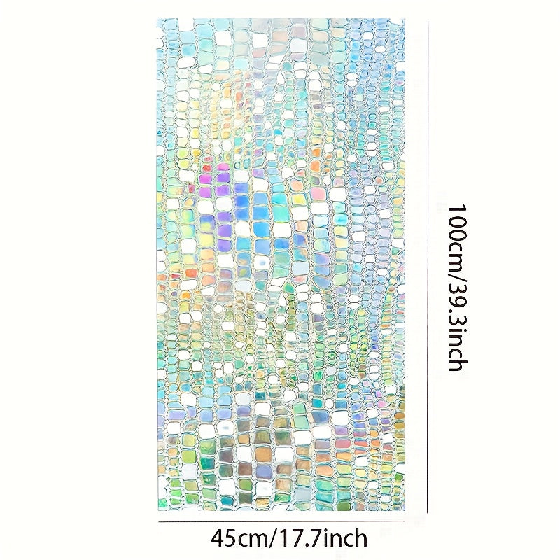 1PC Privacy Window Film Stained Glass Rainbow Clings Window Tint Sun Blocking 3D Decorative Static Window Sticker For Home Bathroom Living Room Decor