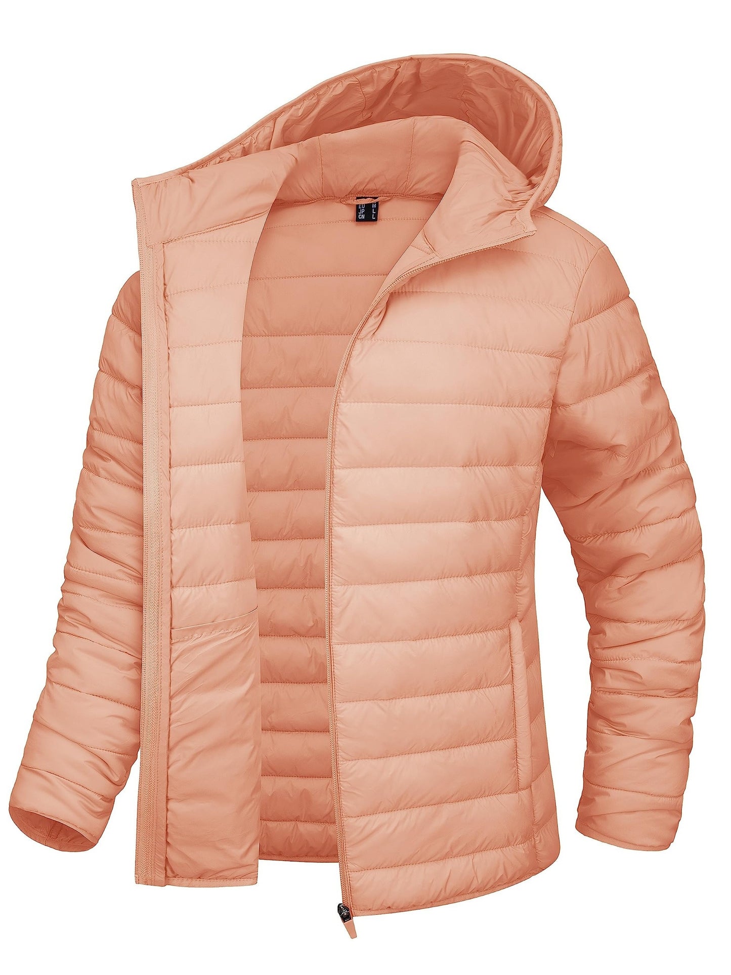 Lightweight Women's Puffer Jacket - Cute Hooded Windproof Quilted Coat with Zipper Pocket for Spring and Fall Outdoor Activities, Hiking, Camping, and Daily Casual Wear