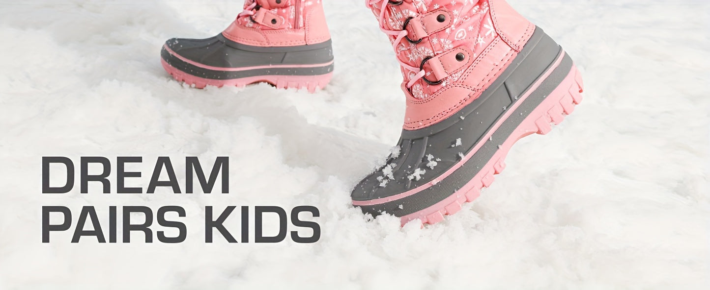 DREAM PAIRS KIDS Kids Boys And Girls Insulated Waterproof Winter Warm Comfortable Snow Boots