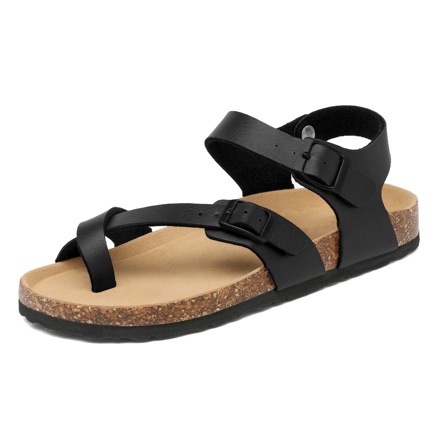 Comfortable Orthopedic Leather Slides Sandals - Adjustable Buckles, Non-Slip Cork Footbed, Arch Support, Breathable, Easy Walking, Stylish Fashion Shoes for Women