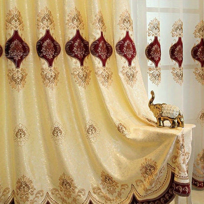 1pc Exquisite European-Style Embroidered Sheer Curtain - Soft, Stylish, and Airy Decor for Living Room, Bedroom, and Dorm Room - No Head Accessory Included