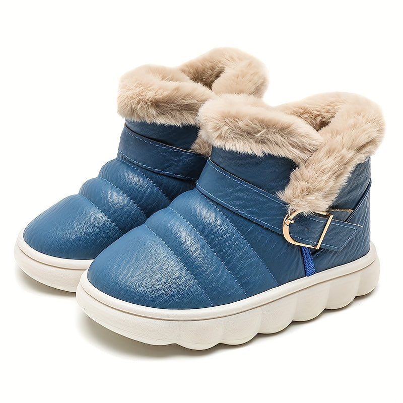 Cozy Fleece-Lined Kids' Snow Boots - Slip-On Ankle High For Boys & Girls | Warm Winter Footwear With Non-Slip Sole