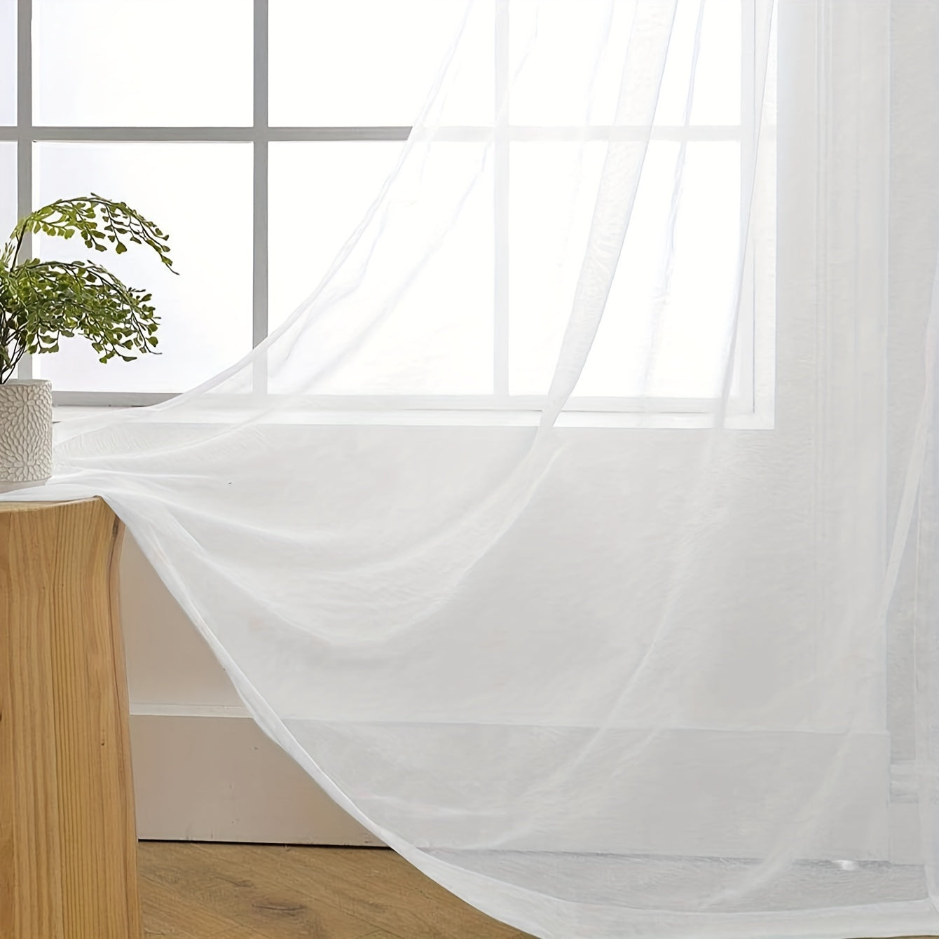 1pc Pure White Translucent Window Sheer Curtain - Light, Thin, and Breathable Decorative Panel for Kitchen, Bathroom, Living Room - Easy to Hang, Energy-Efficient, and Dust-Repellent Home Decor Solution