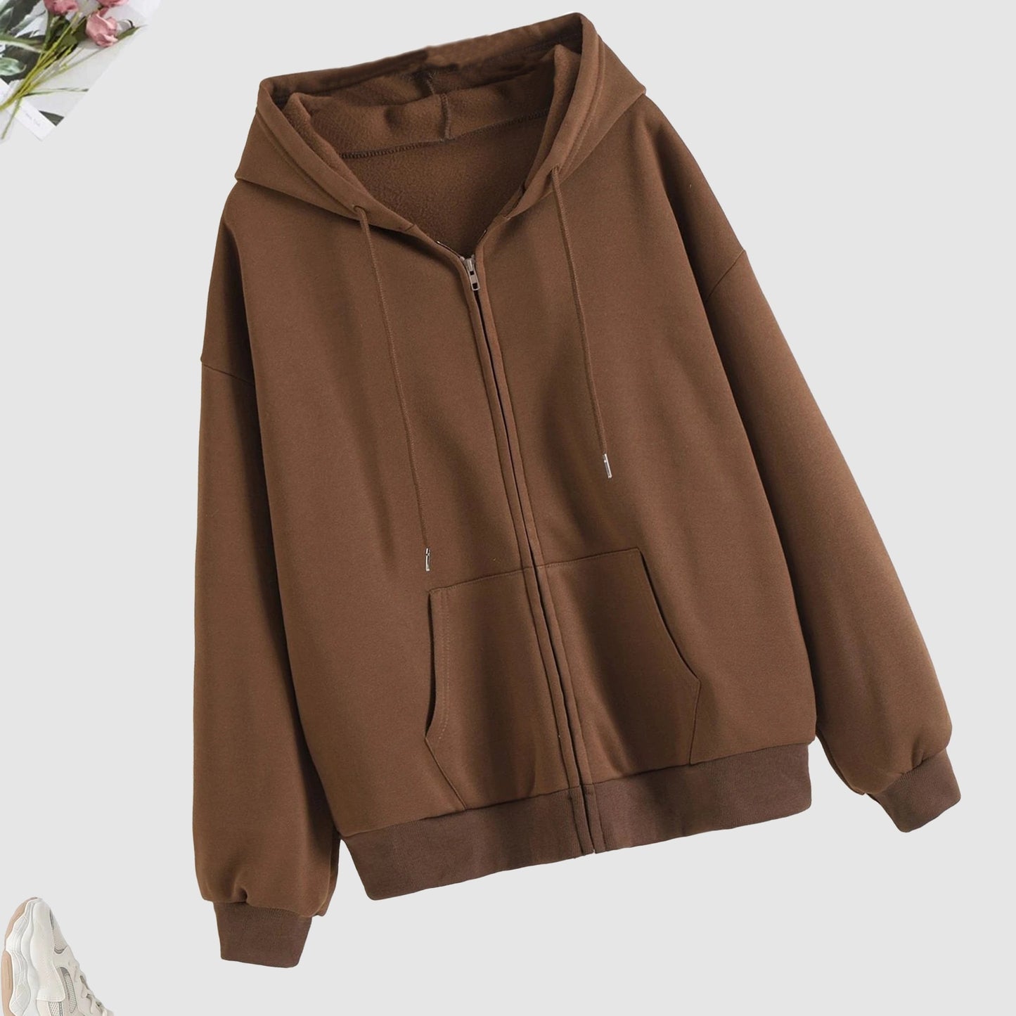 Cozy Long Sleeve Solid Color Hoodie - Soft Micro Elasticity Polyester Fabric, Drawstring Hood, Two Pockets, Machine Washable - Perfect for Spring and Fall Casual Wear