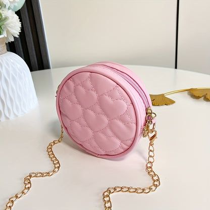 1pc Mini Small Round Crossbody Satchel Bag - Lightweight, Embroidered, Zipper Closure, Interchangeable Tape - Ideal for College, Going Out, Gift Giving in Black, Bright Pink, White Colors