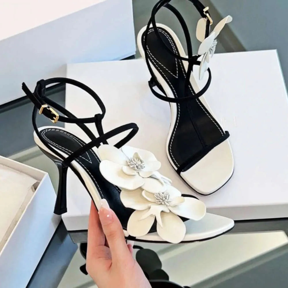 Flower Designer High Heels Fashion Female  Summer Slingback Sandals Women Brand Party Dress Shoes Pumps