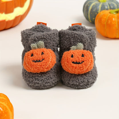 Halloween Pumpkin Baby Boots Soft Bottom Warm Cotton Shoes Cotton Boots Baby Shoes 0-18 Months