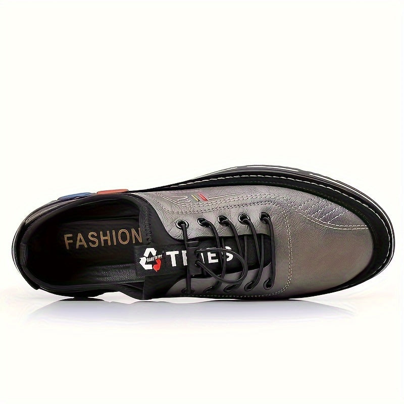 Men's Casual Sneakers with Elastic Closure - Solid Color, Faux Leather & Rubber Sole for All Seasons