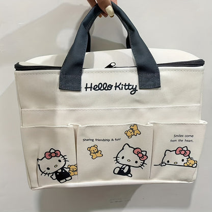 Hello Kitty Large Tote Bag - Adorable Cartoon Design, Spacious & Stylish Carryall for Daily Use, With Handy Pockets for Organization