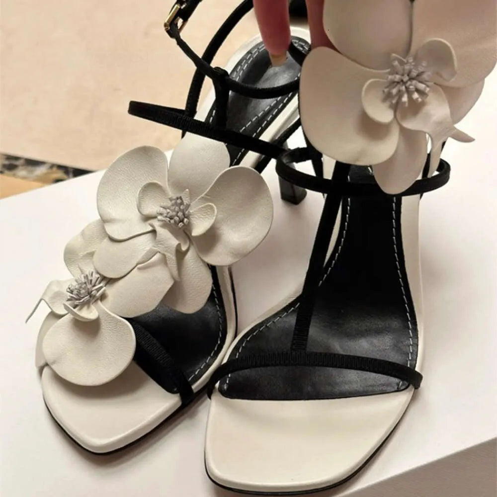 Flower Designer High Heels Fashion Female  Summer Slingback Sandals Women Brand Party Dress Shoes Pumps