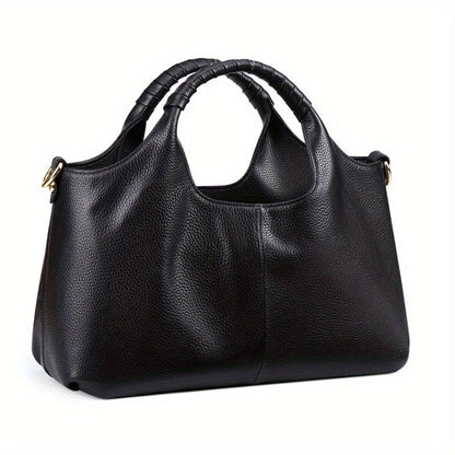 Brown Luxurious PU Leather Tote Bag - Perfect for Everyday Commuting and Shopping: Zip Closure, Removable Shoulder Strap