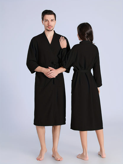 Men's Breathable Comfy Solid Color Thin Style Robe For Home Pajamas Wear Nightgown Sets After A Bath For Spring And Summer