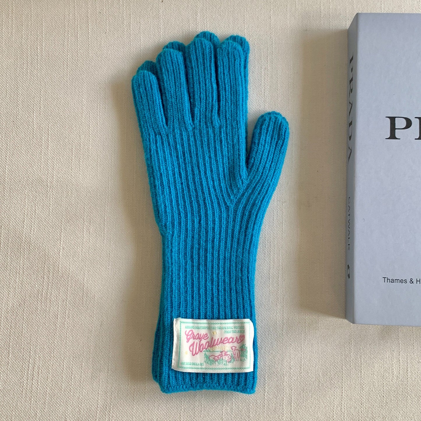 Elegant Solid Color Knit Gloves for Women - Warm, Touchscreen-Compatible with Label Detail, Perfect for Autumn & Winter