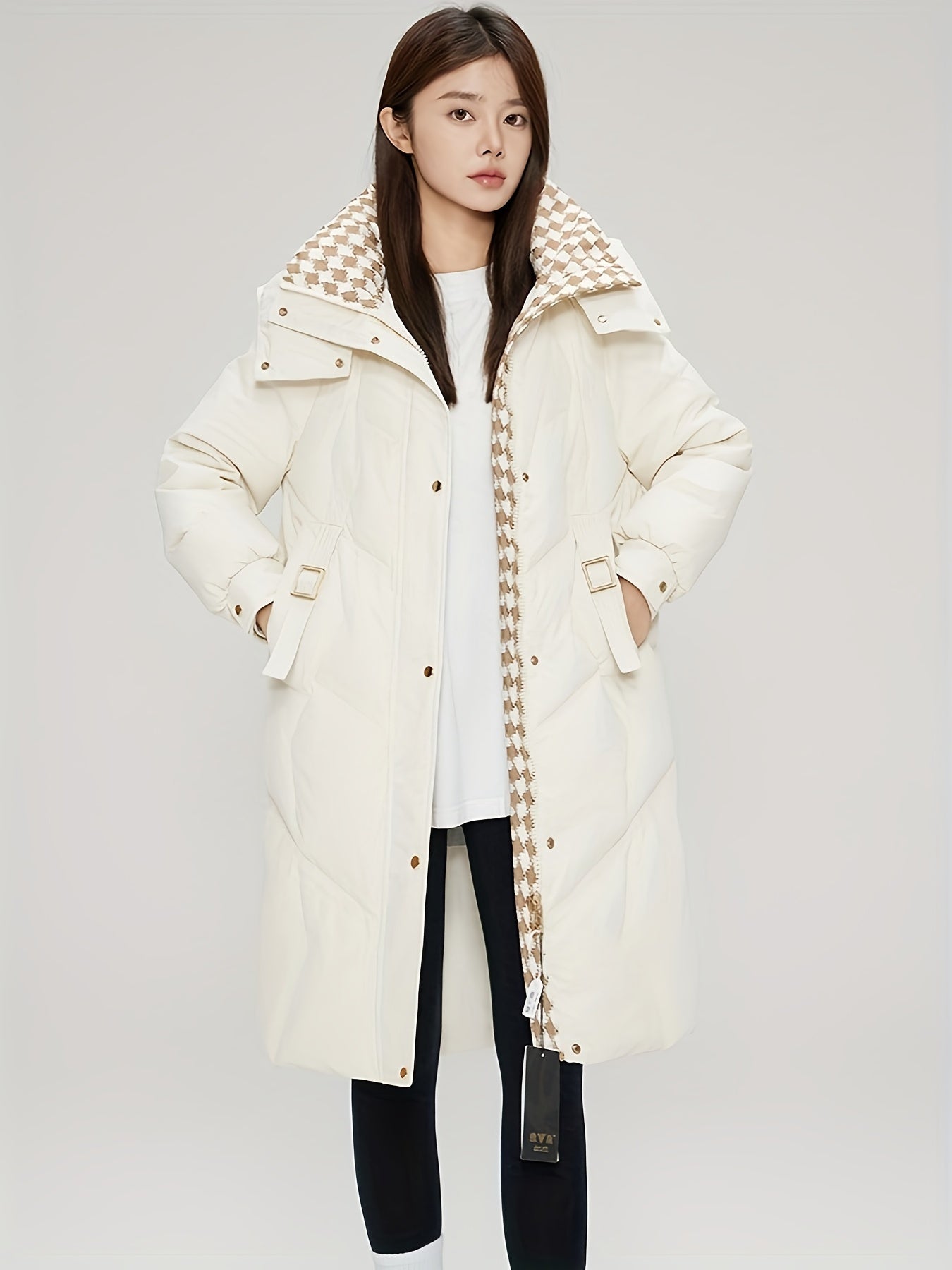 Chic Waffle-Knit Mid-Length Over-the-Knee Winter Coat for Women - Thick, Stylish & Comfortable