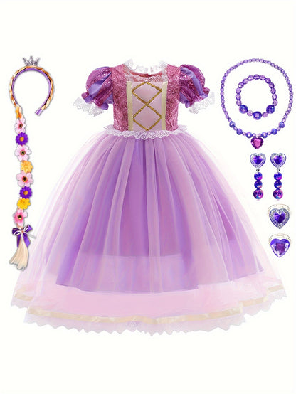 Princess Dress Set Girls Elegant Tutu Dress Kids Clothes For Halloween Christmas Gift Birthday