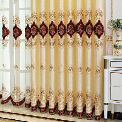 1pc Exquisite European-Style Embroidered Sheer Curtain - Soft, Stylish, and Airy Decor for Living Room, Bedroom, and Dorm Room - No Head Accessory Included