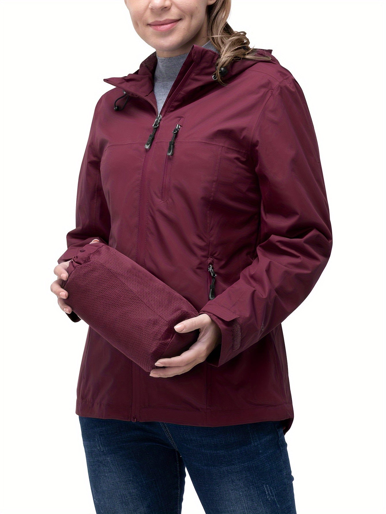 33,000ft Women's Packable & Lightweight Rain Jacket - Waterproof, Ideal for Outdoor Adventures, Adjustable Hood, Windproof with Inner Pocket