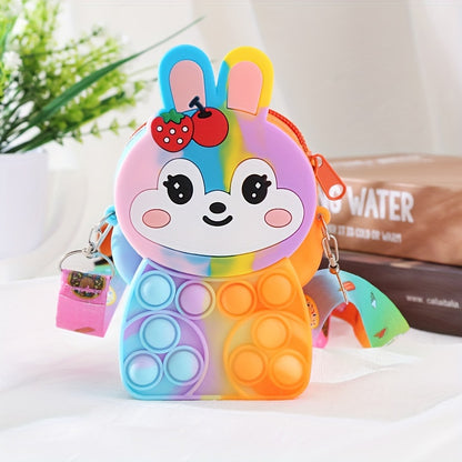 Adorable Rabbit Silicone Bag: Lightweight, Water-Resistant Jelly Purse with Zip Pocket & Lanyard - Perfect Cartoon Gift for Girls