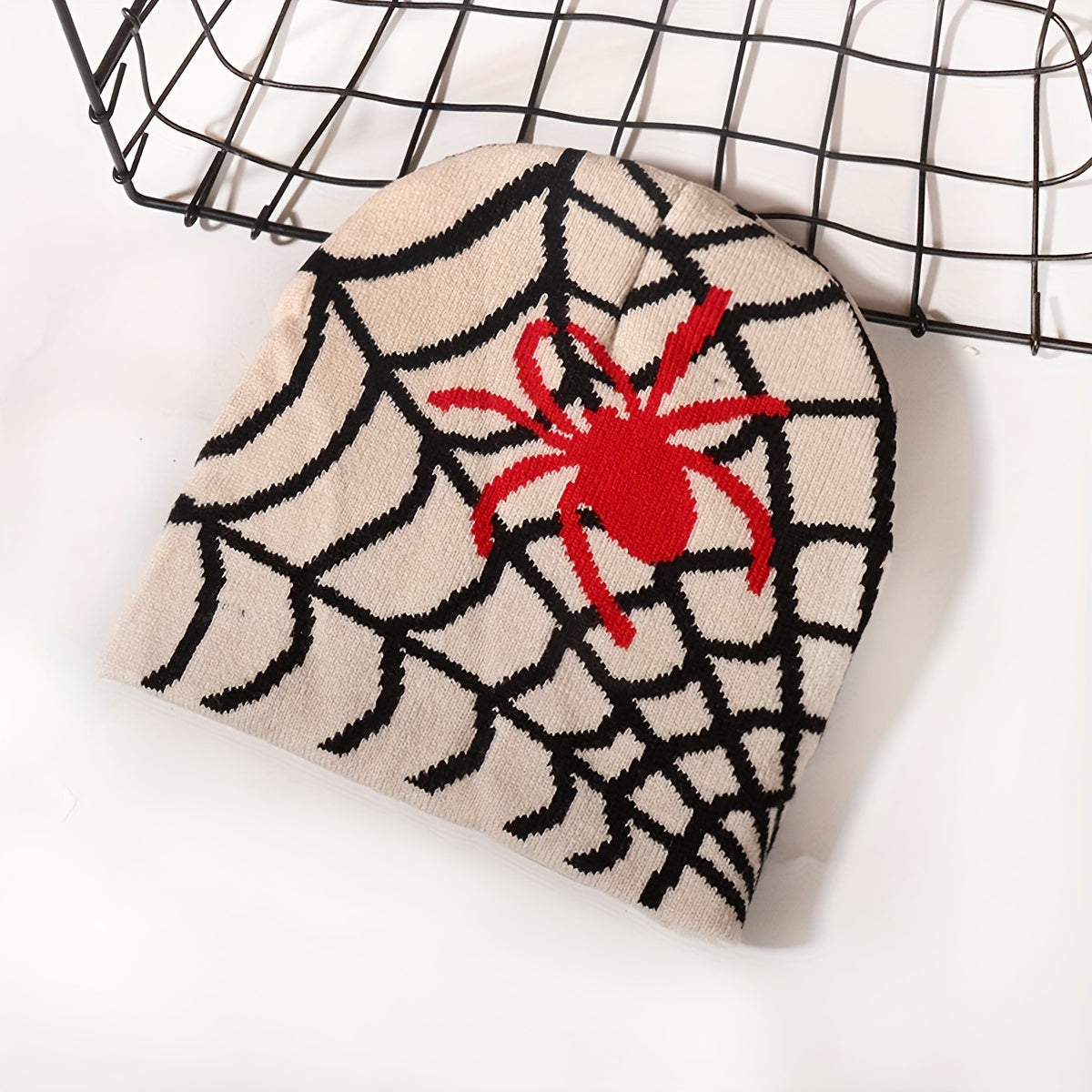 1pc Stylish Spider Web Knit Beanie Hat - Windproof Ear Protection, Fashionable Design, Ideal for Outdoor Activities, Halloween and Christmas Parties, Perfect Gift Choice for Friends and Family