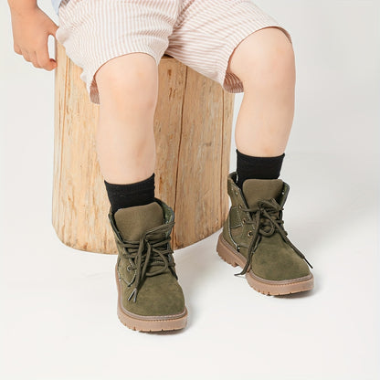 Classic Lace Up Boots For Boys Kids, Comfortable Non Slip Boots For Indoor Outdoor Travel, All Seasons