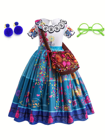 Girl's Princess Dress With Accessories Set, Multiple Choices, Fairy Tale Character Cosplay Costume, Kids Clothes For Halloween Holiday Party Prom Birthday Performance, As Gift