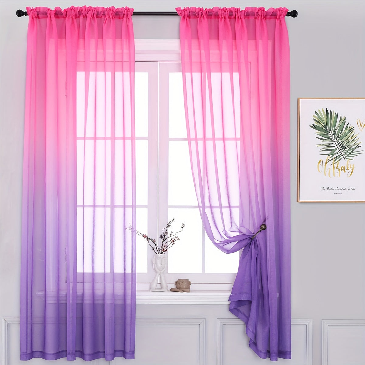 1 Panel Modern Gradient Sheer Curtain - Translucent, Not Transparent, Balcony and Room Darkening Solution - Perfect for Bedroom, Living Room, and Home Decor