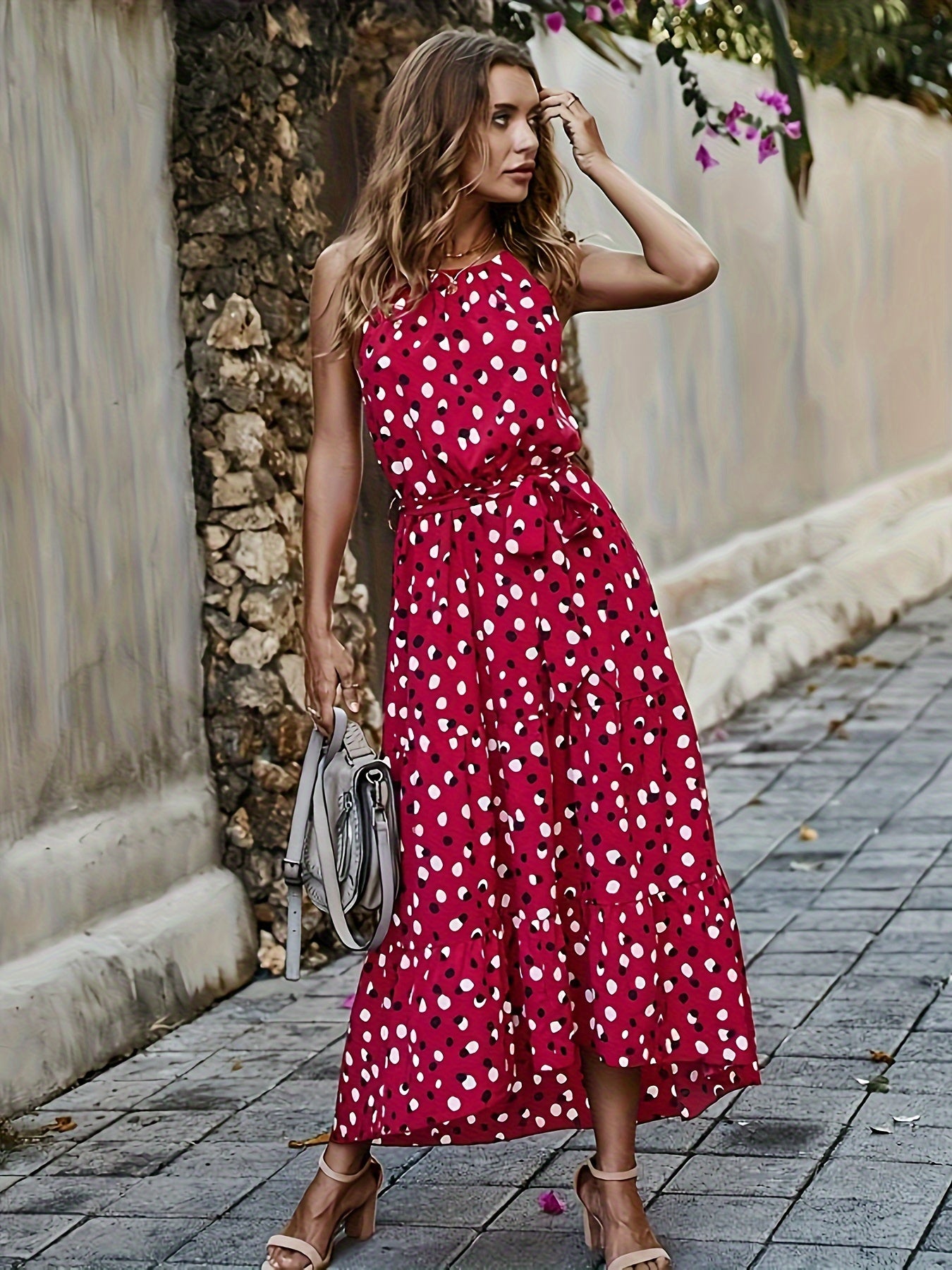 IKEARLAX Flirty Floral Print Spaghetti Strap Dress - Lightweight & Flowy Ruffle Hem Design - Perfect for Spring & Summer - Stylish Casual Wear for Women