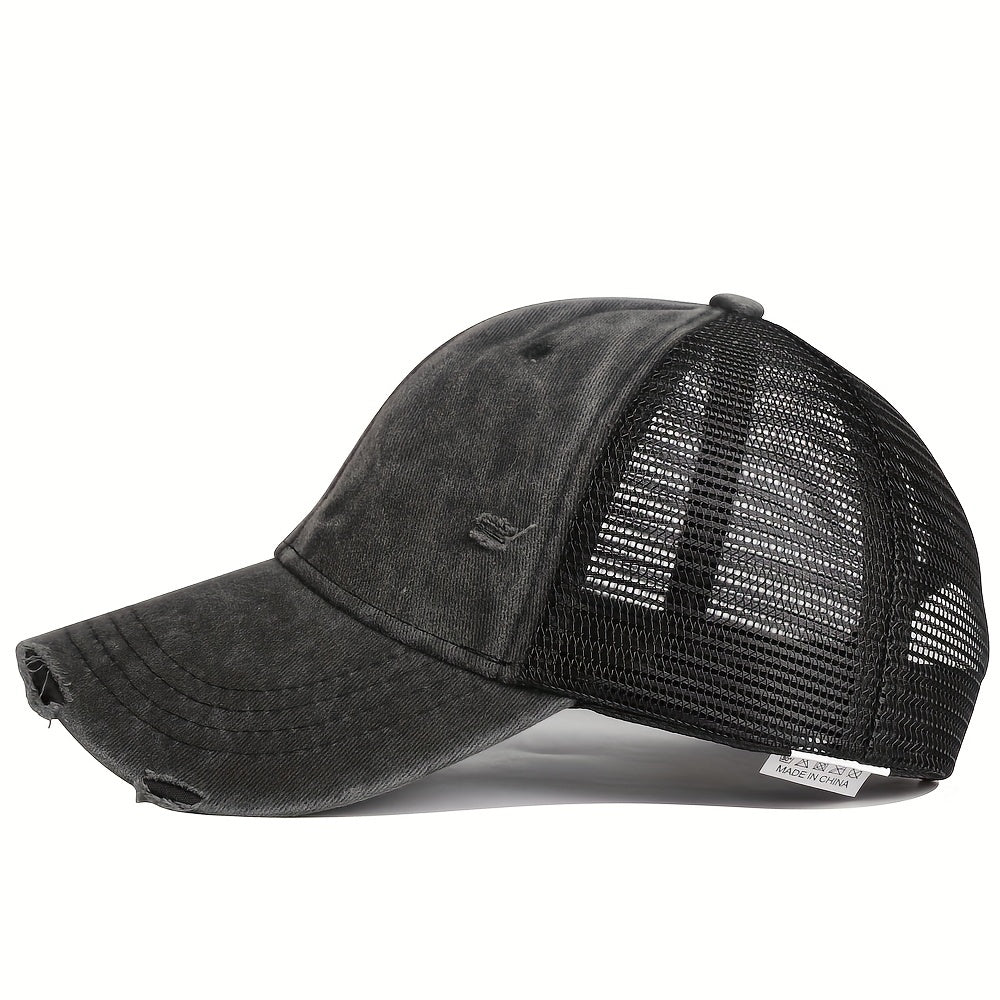 Breathable Vintage Cotton Cap | Unisex Sunshade Hat, Adjustable Mesh Trucker for Casual Sports