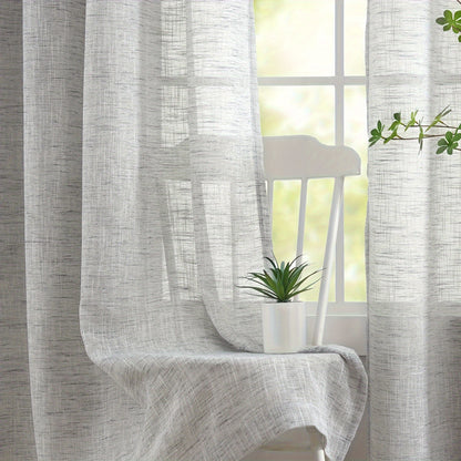 2pcs Semi-translucent Burlap Window Yarn Natural Simple Sheer Curtain White Light Grey Beige Curtain For Living Room Bedroom Home Decor