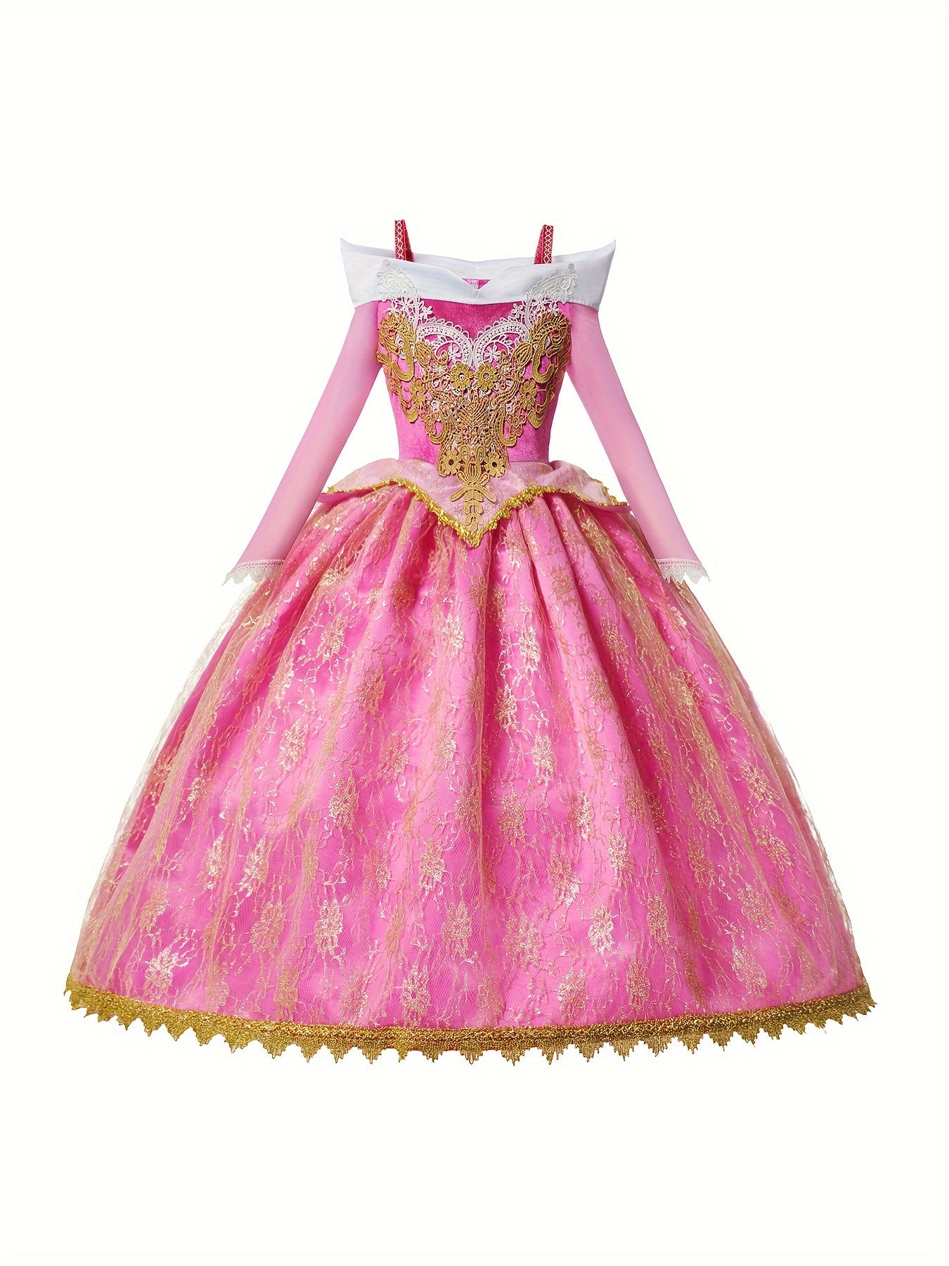 Girls Princess Set Sweet Long Sleeve Princess Dress Clothes For Birthday Christmas Halloween Gift