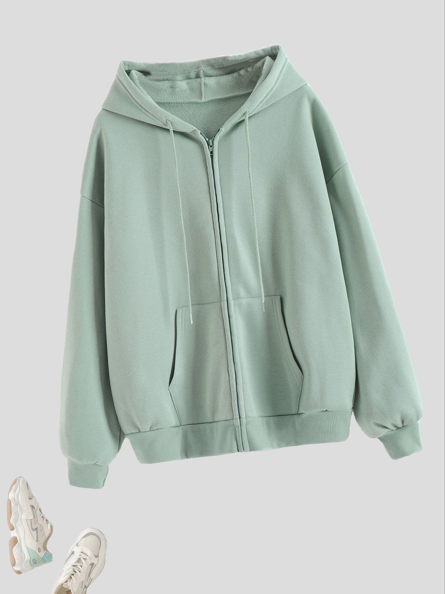 Cozy Long Sleeve Solid Color Hoodie - Soft Micro Elasticity Polyester Fabric, Drawstring Hood, Two Pockets, Machine Washable - Perfect for Spring and Fall Casual Wear