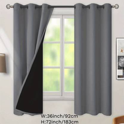 2 Panels Blackout Curtains Heat Insulation Curtain Panels With Coated Insulation Lining Suitable For Living Room, Bedroom, Kitchen, Bathroom, Home Decor, Room Decor