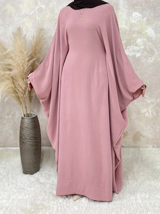 Ramadan Solid Simple Loose Modest Dress, Elegant Batwing Sleeve Maxi Length Dress, Women's Clothing