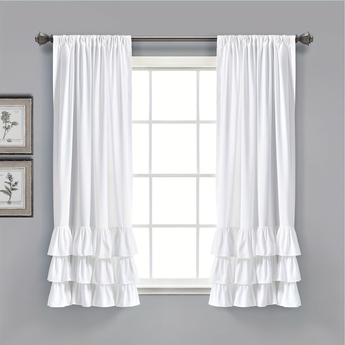 2pcs Heavy Duty Ruffle Curtains, Decorative Curtains For Living Room, Office Home Decor