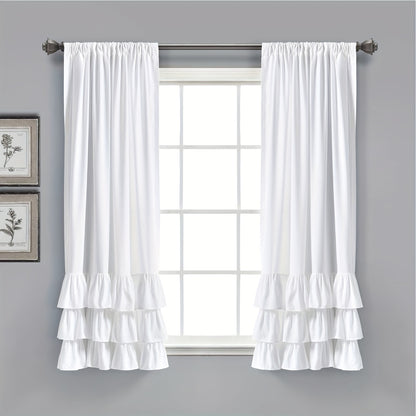 2pcs Heavy Duty Ruffle Curtains, Decorative Curtains For Living Room, Office Home Decor