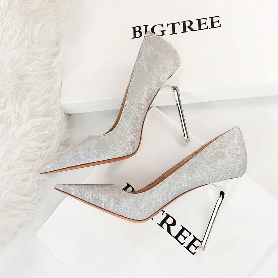 High heels shallow mouth pointed toes thin heels super high heels sexy women's shoes single shoes